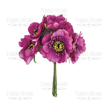 Set of poppies bright pink, 6 pcs