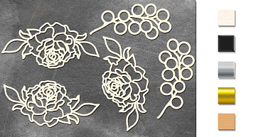 Chipboard embellishments set, "Roses" #339