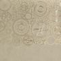 Skóra PU do oprawiania ze złotym tłoczeniem, wzór Golden Gears Beige, 50cm x 25cm 