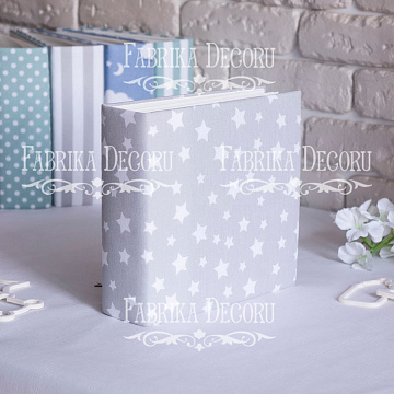 Blankoalbum mit weichem Stoffeinband Graue Sterne 20cm x 20cm