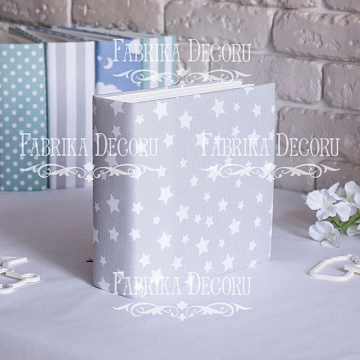 Blank album with a soft fabric cover Gray stars 20сm х 20сm