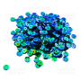 Sequins Round rosettes, dark blue with green nacre, #209 - 0