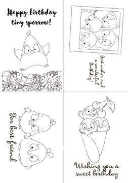 Set of 8pcs 10х15cm for coloring by markers My tiny sparrow girl EN - 2 Set of 8pcs 10х15cm for coloring by markers My tiny sparrow girl EN - 2