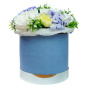 "Blue charm" composition with soap foam flowers in a hat box, 250 x 250 x 300 mm - 1
