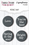 Set of 4pcs flair buttons for scrabooking Spring inspiration EN #547