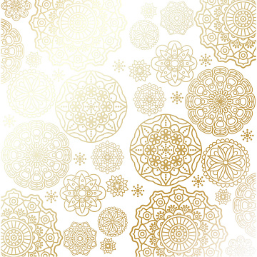 Sheet of single-sided paper with gold foil embossing, pattern "Golden Napkins White"