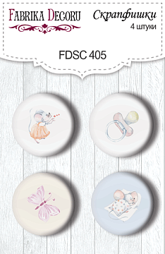 Set of 4pcs flair buttons for scrabooking My little mousy girl #405