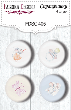 Set mit 4 Flair-Buttons zum Scrapbooking My little mousy girl #405