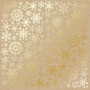 Sheet of single-sided paper with gold foil embossing, pattern Golden Snowflakes Kraft, 12"x12"