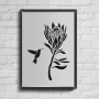 Stencil for decoration XL size (21*30cm), Protea and hummingbirds, #230 - 0