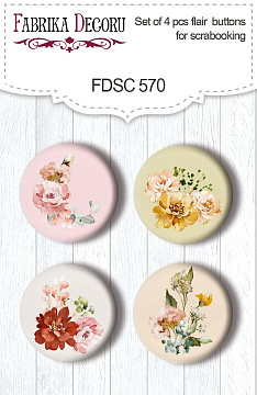 Set of 4pcs flair buttons for scrabooking Where beauty lives #570