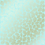 Sheet of single-sided paper with gold foil embossing, pattern Golden Leaves mini, color Turquoise