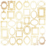 лист односторонней бумаги с фольгированием, дизайн golden frames white, 30,5см х 30,5см