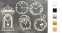 Chipboard embellishments set, Clock  #644