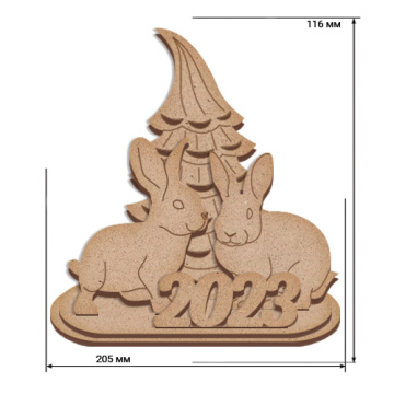 заготовка для декорирования зайчики с ёлочкой #518  - 2