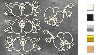 Chipboard embellishments set, "Orchid mini" #349