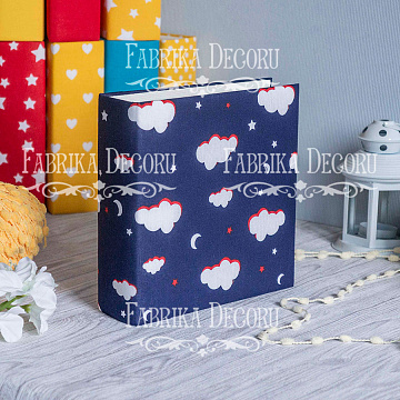 Blank album with a soft fabric cover Dark blue clouds 20сm х 20сm