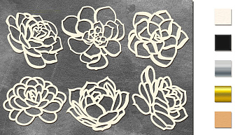 Chipboard embellishments set, Succulents #593