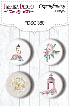Set of 4pcs flair buttons for scrabooking Shabby love #380