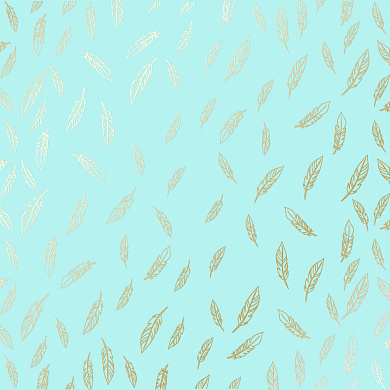 лист односторонней бумаги с фольгированием, дизайн golden feather turquoise, 30,5см х 30,5см