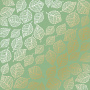 Blatt aus einseitigem Papier mit Goldfolienprägung, Muster Golden Delicate Leaves, Farbe Avocado, 12"x12"