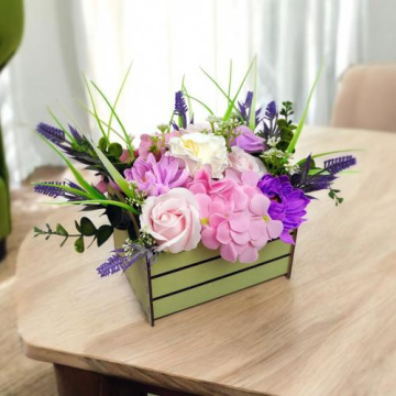 floristic interior composition "summer in a basket", 200 x 150 x 180 mm  - 2