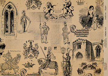 Kraft decoupage paper, 21x29,7cm, “Pages from the past”, #00121