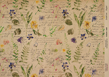 Kraft decoupage paper, 21x29,7cm, “Botanica Vintage”, #0088