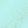 Einseitig bedruckter Papierbogen mit Goldfolienprägung, Muster "Goldener Text Türkis"