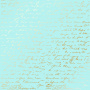 Sheet of single-sided paper with gold foil embossing, pattern "Golden Text Turquoise"