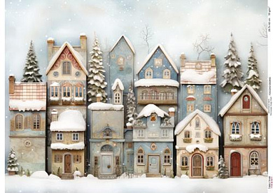 Decoupage Card Snow-covered houses-10, #0943, 29.7x42cm