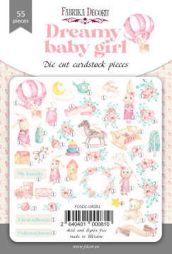 Set of die cuts Dreamy baby girl, 55 pcs - 2 Set of die cuts Dreamy baby girl, 55 pcs - 2