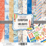 Double-sided scrapbooking paper set European holidays 12"x12", 10 sheets