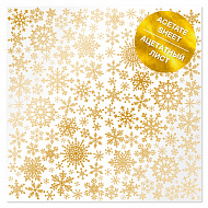Acetate sheet with golden pattern Golden Snowflakes 12"x12"