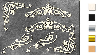 Chipboard embellishments set, Monogram with snowflake  #630