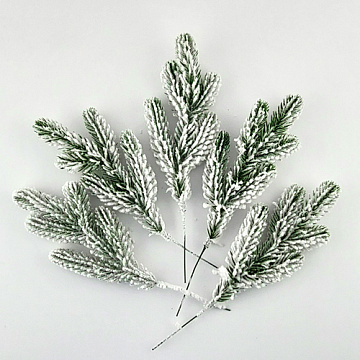 Set of artificial Christmas tree branches Snowy green 5 pcs