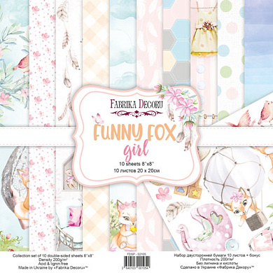 набор бумаги для скрапбукинга funny fox girl 20x20 см, 10 листов