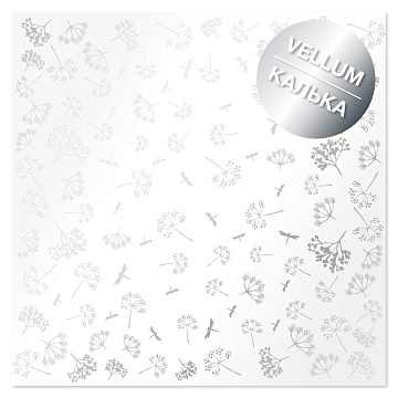 Silver foiled vellum sheet, pattern Silver Dill 29.7cm x 30.5cm