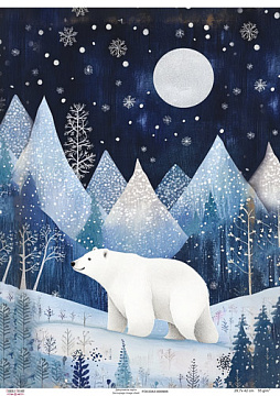Papier do decoupage Niedźwiedź polarny, #0905, 29,7x42cm