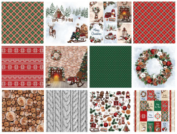 набор двусторонней скрапбумаги bright christmas 20x20 см, 10 листов - 2