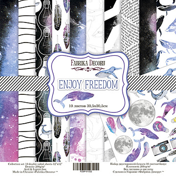 Double-sided scrapbooking paper set Enjoy freedom 12"x12", 10 sheets
