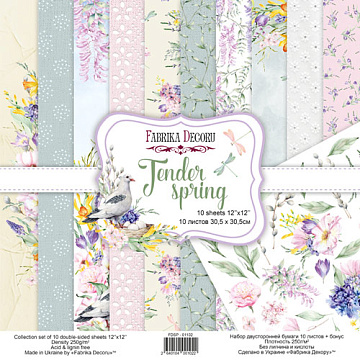 Double-sided scrapbooking paper set Tender spring 12"x12", 10 sheets