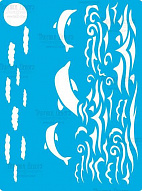 Stencil for crafts 15x20cm "Dolphins and the sea" #369
