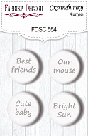 Set of 4pcs flair buttons for scrabooking Happy mouse day EN #554