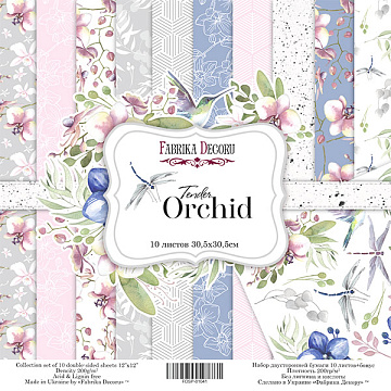 Double-sided scrapbooking paper set Tender orchid 12"x12" 10 sheets