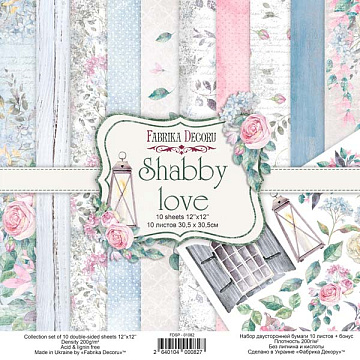 Double-sided scrapbooking paper set Shabby love 12"x12", 10 sheets