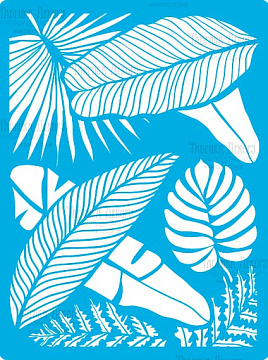 Stencil reusable, 15x20cm Exotic leaves, #395