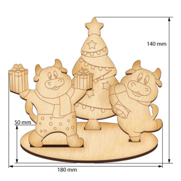 Blank for decoration #342 "The bulls under the new year tree" - 2