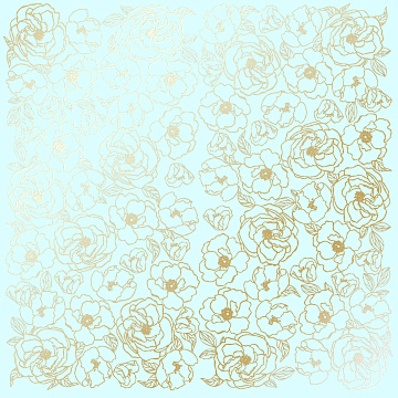 Sheet of single-sided paper with gold foil embossing, pattern Golden Pion Mint, 12"x12"