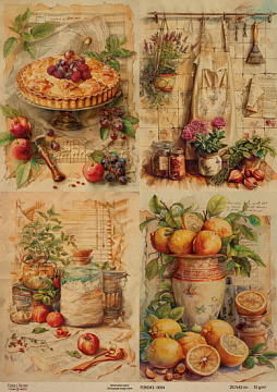 Kraftowy papier do decoupage, 29,7x42 cm, „Botany Vintage”, #0054